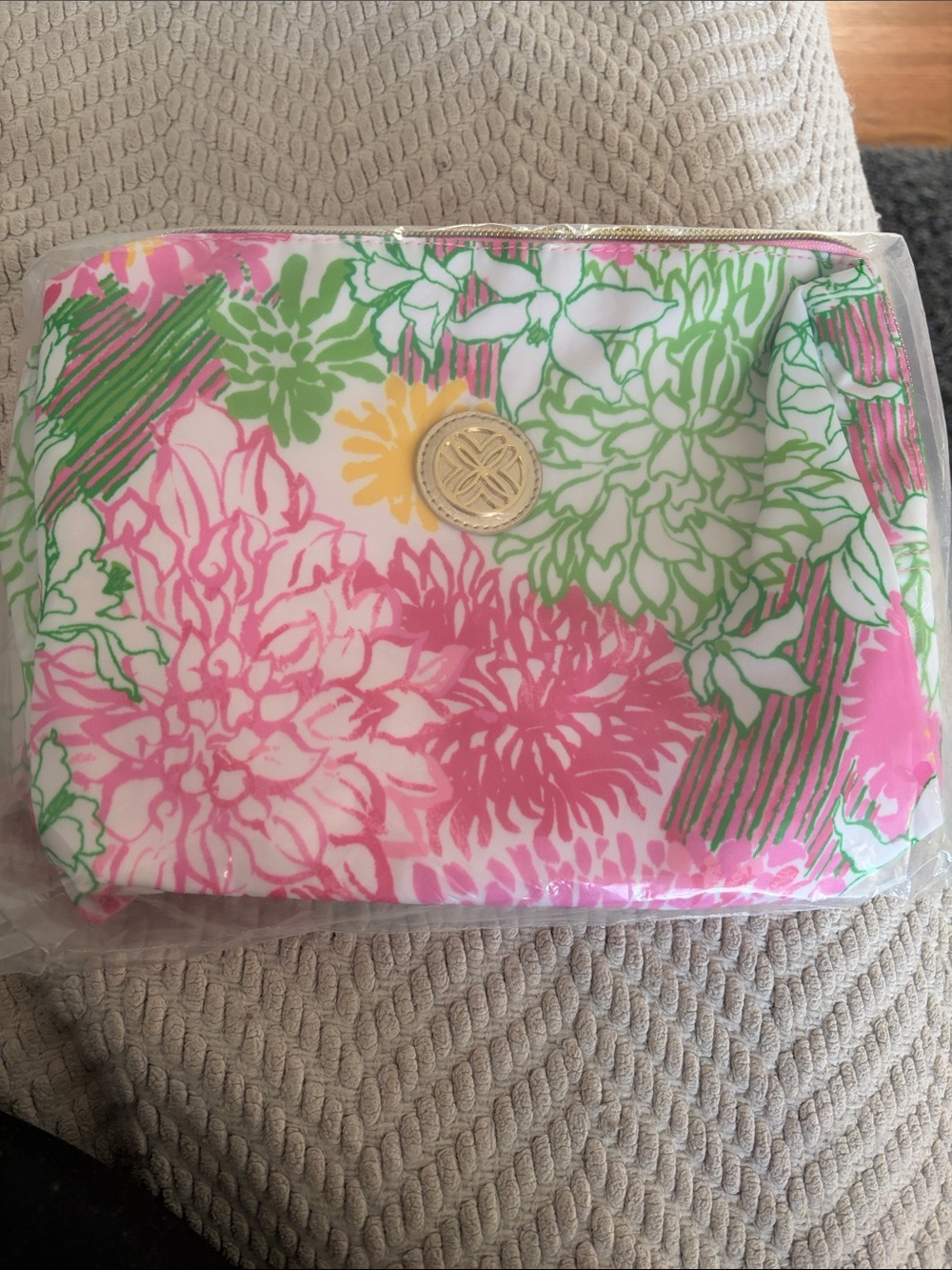 Lilly Pulitzer Pink, Green & Yellow Floral Pouch